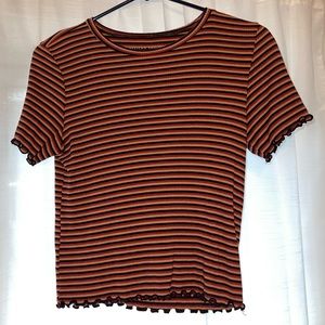 American Eagle striped lettuce edge top